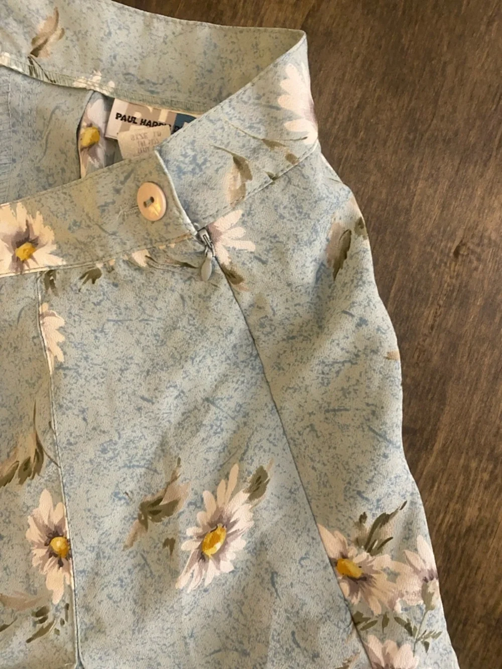 Vintage Women's Light Blue Floral Pleated Skirt